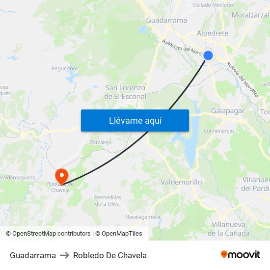 Guadarrama to Robledo De Chavela map