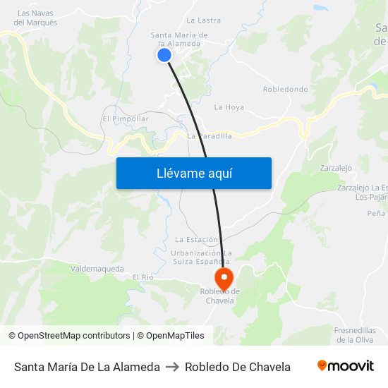 Santa María De La Alameda to Robledo De Chavela map