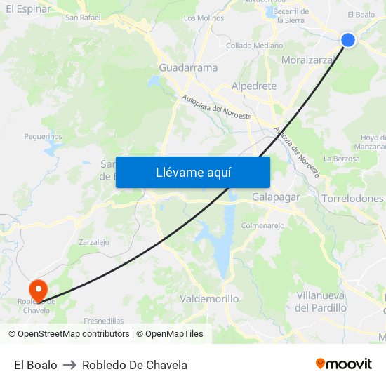 El Boalo to Robledo De Chavela map