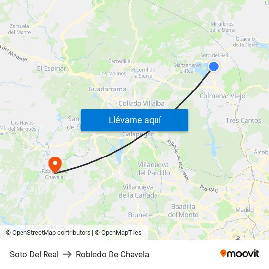 Soto Del Real to Robledo De Chavela map