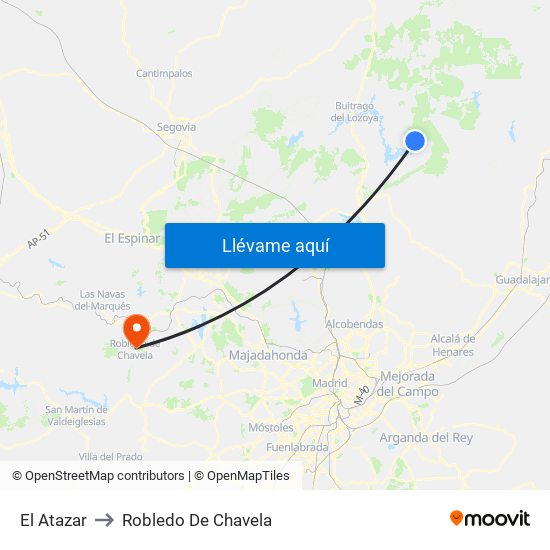 El Atazar to Robledo De Chavela map