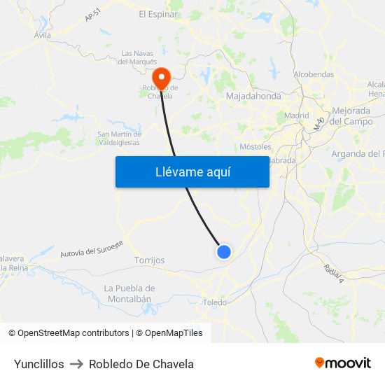 Yunclillos to Robledo De Chavela map