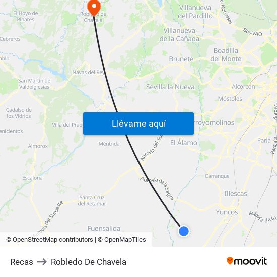 Recas to Robledo De Chavela map