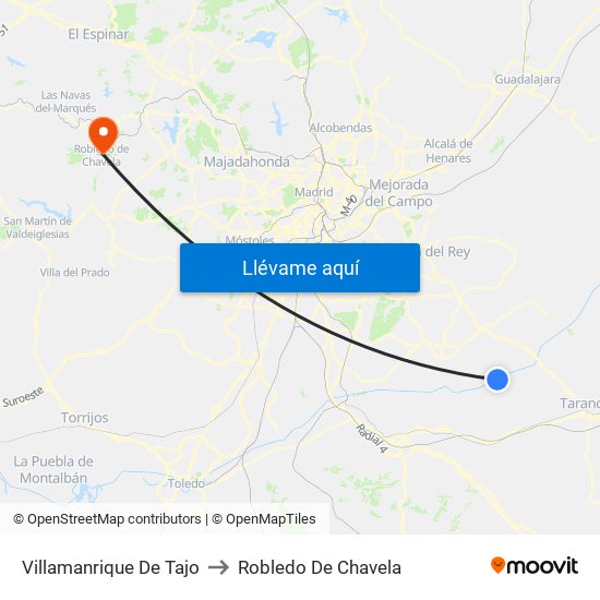 Villamanrique De Tajo to Robledo De Chavela map