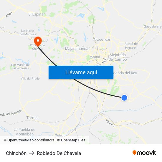Chinchón to Robledo De Chavela map