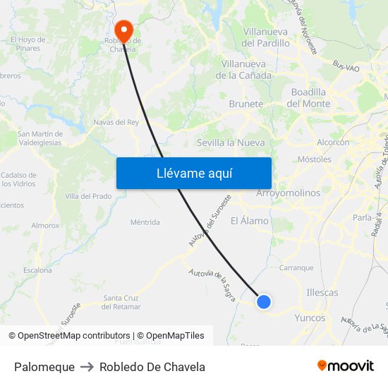 Palomeque to Robledo De Chavela map