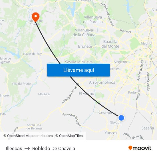 Illescas to Robledo De Chavela map