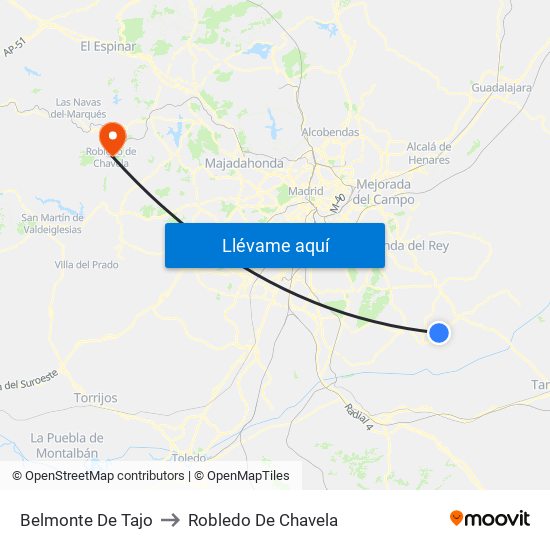 Belmonte De Tajo to Robledo De Chavela map