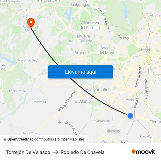 Torrejón De Velasco to Robledo De Chavela map