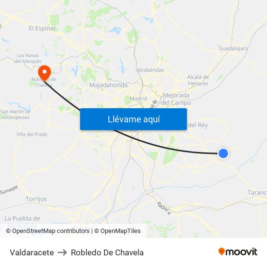 Valdaracete to Robledo De Chavela map