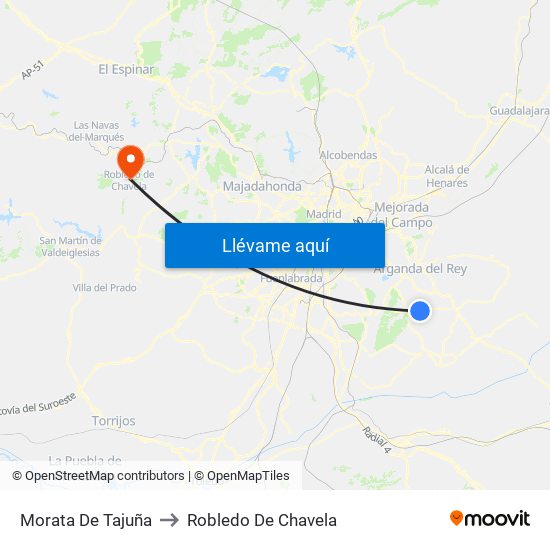 Morata De Tajuña to Robledo De Chavela map