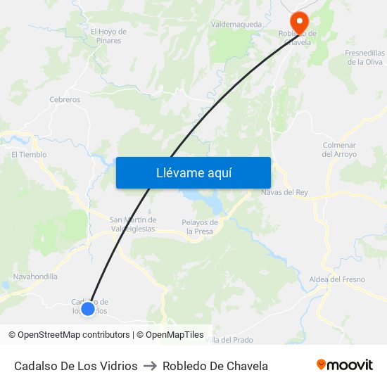 Cadalso De Los Vidrios to Robledo De Chavela map