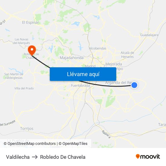Valdilecha to Robledo De Chavela map
