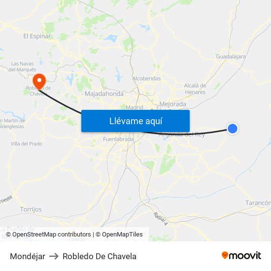 Mondéjar to Robledo De Chavela map