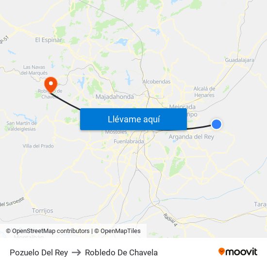 Pozuelo Del Rey to Robledo De Chavela map