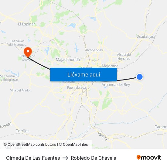 Olmeda De Las Fuentes to Robledo De Chavela map