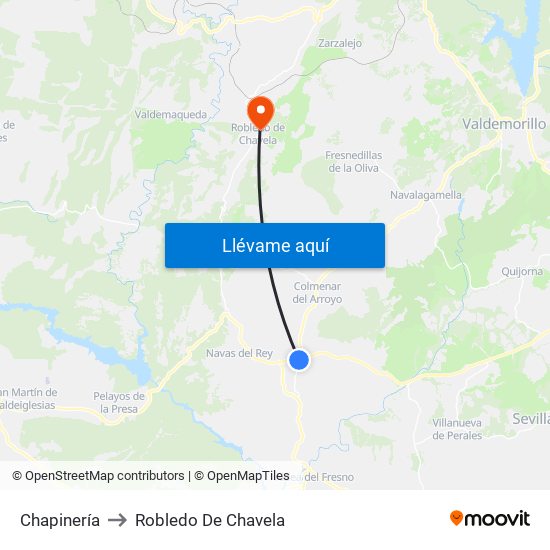 Chapinería to Robledo De Chavela map