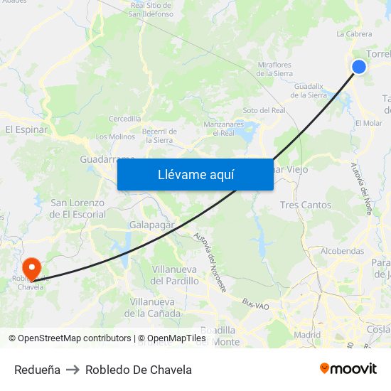 Redueña to Robledo De Chavela map