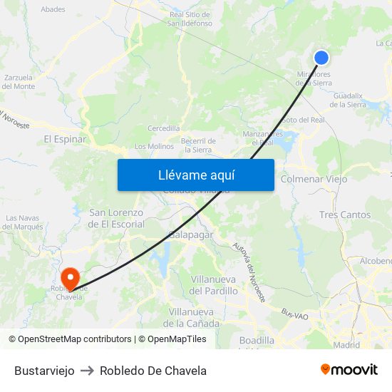 Bustarviejo to Robledo De Chavela map