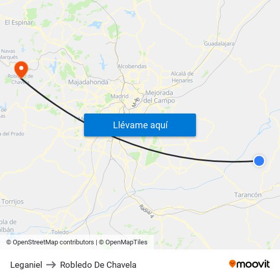 Leganiel to Robledo De Chavela map