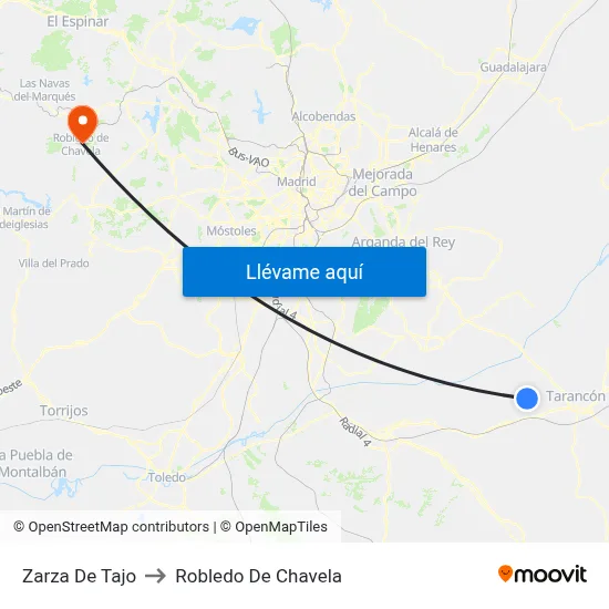 Zarza De Tajo to Robledo De Chavela map