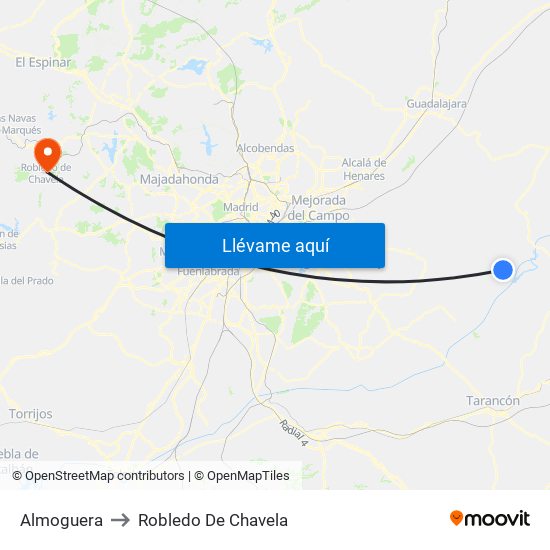 Almoguera to Robledo De Chavela map