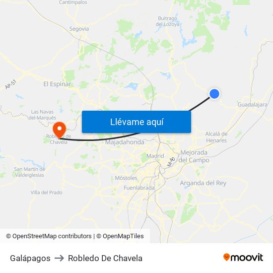 Galápagos to Robledo De Chavela map