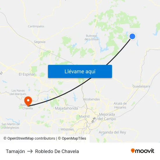 Tamajón to Robledo De Chavela map