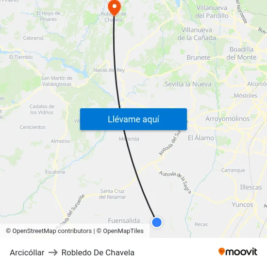 Arcicóllar to Robledo De Chavela map