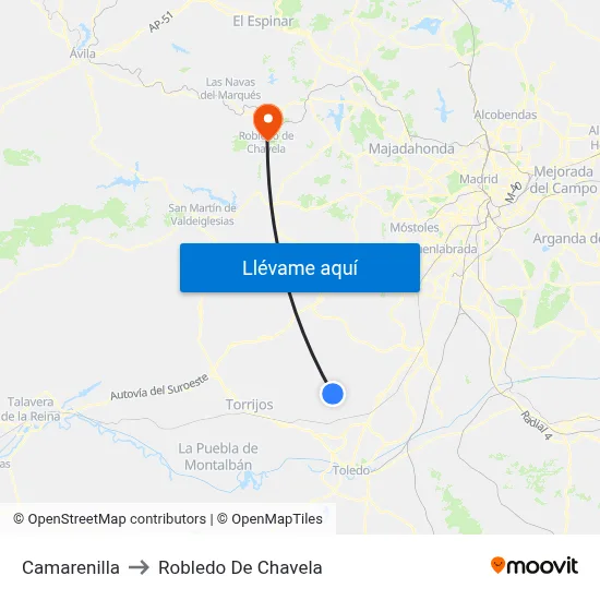 Camarenilla to Robledo De Chavela map