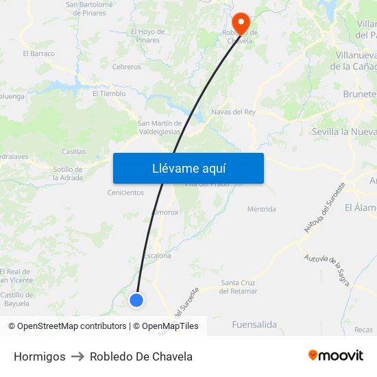 Hormigos to Robledo De Chavela map