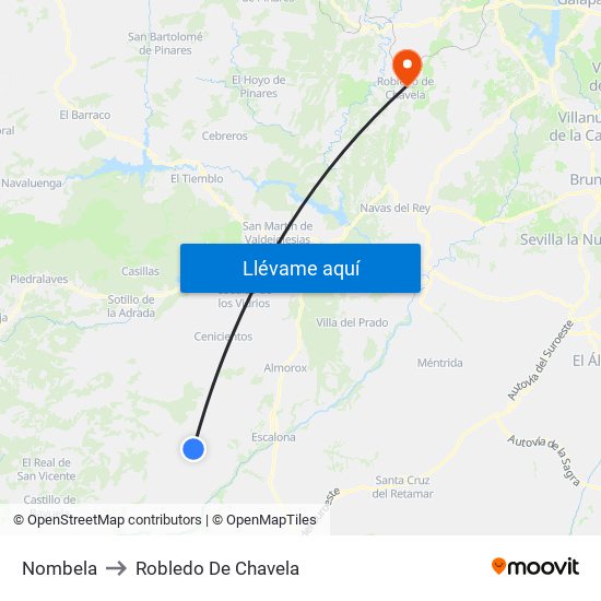 Nombela to Robledo De Chavela map