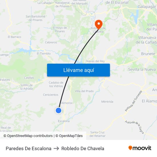 Paredes De Escalona to Robledo De Chavela map