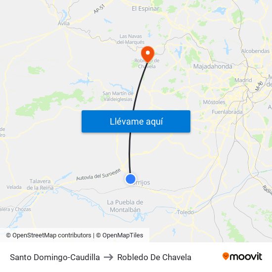 Santo Domingo-Caudilla to Robledo De Chavela map