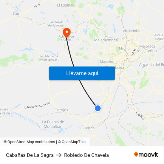 Cabañas De La Sagra to Robledo De Chavela map
