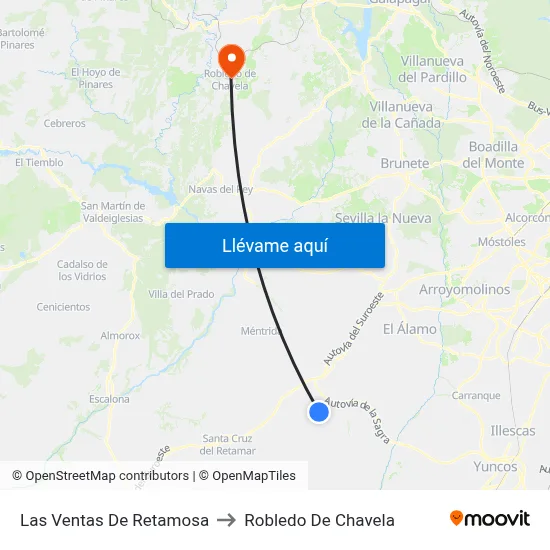 Las Ventas De Retamosa to Robledo De Chavela map