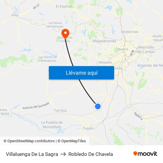 Villaluenga De La Sagra to Robledo De Chavela map