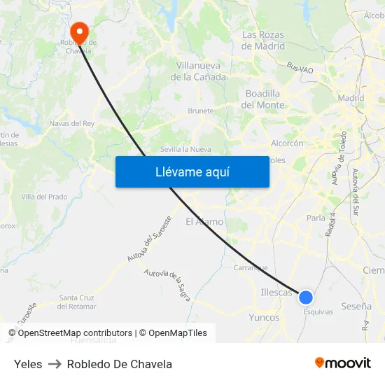 Yeles to Robledo De Chavela map