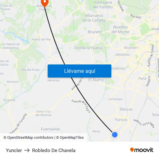 Yuncler to Robledo De Chavela map