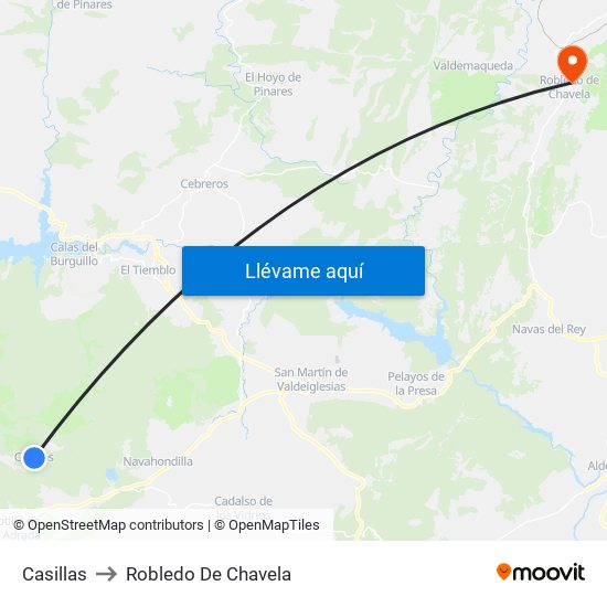 Casillas to Robledo De Chavela map