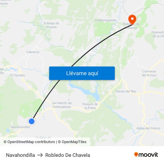 Navahondilla to Robledo De Chavela map