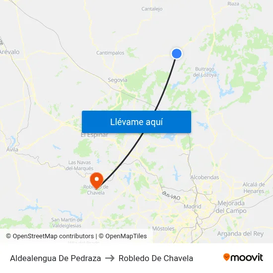 Aldealengua De Pedraza to Robledo De Chavela map
