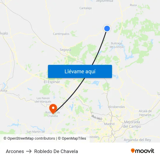 Arcones to Robledo De Chavela map