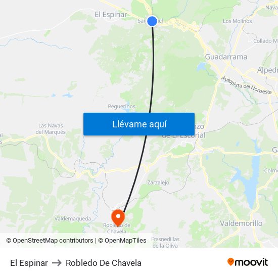 El Espinar to Robledo De Chavela map