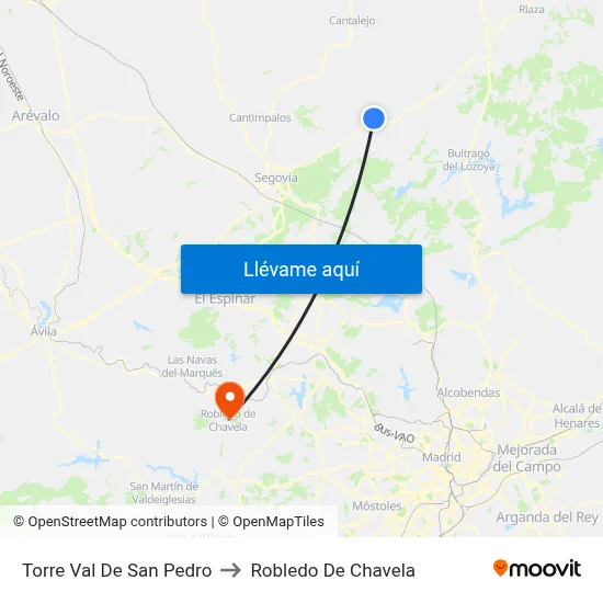 Torre Val De San Pedro to Robledo De Chavela map