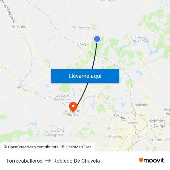 Torrecaballeros to Robledo De Chavela map