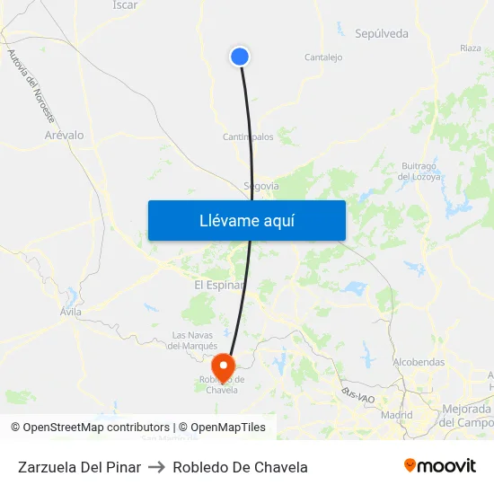 Zarzuela Del Pinar to Robledo De Chavela map