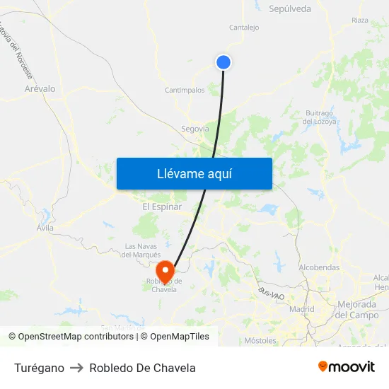 Turégano to Robledo De Chavela map