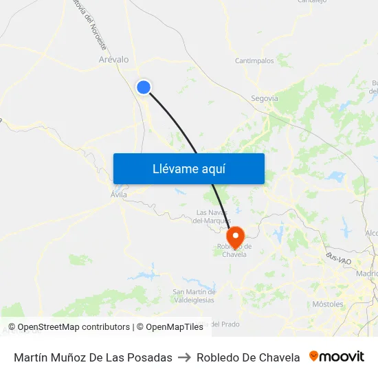 Martín Muñoz De Las Posadas to Robledo De Chavela map