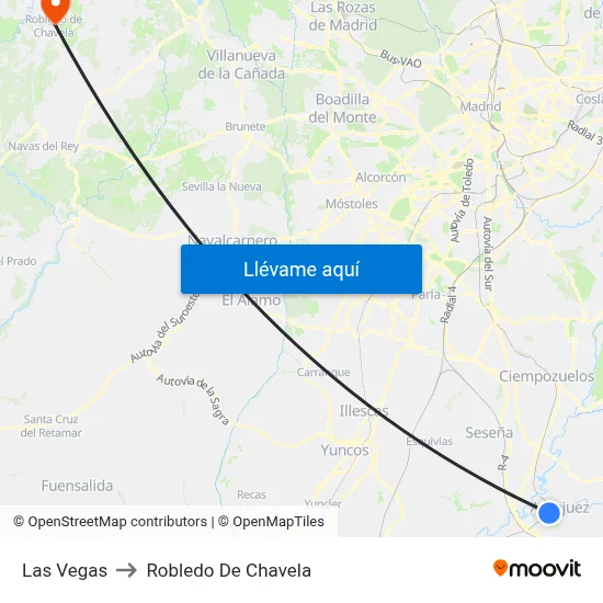 Las Vegas to Robledo De Chavela map
